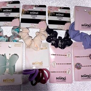 Lot Of 8 Scunci Hair Accessories Scrunchies Seashell Clips Stocking Stuffers NWT